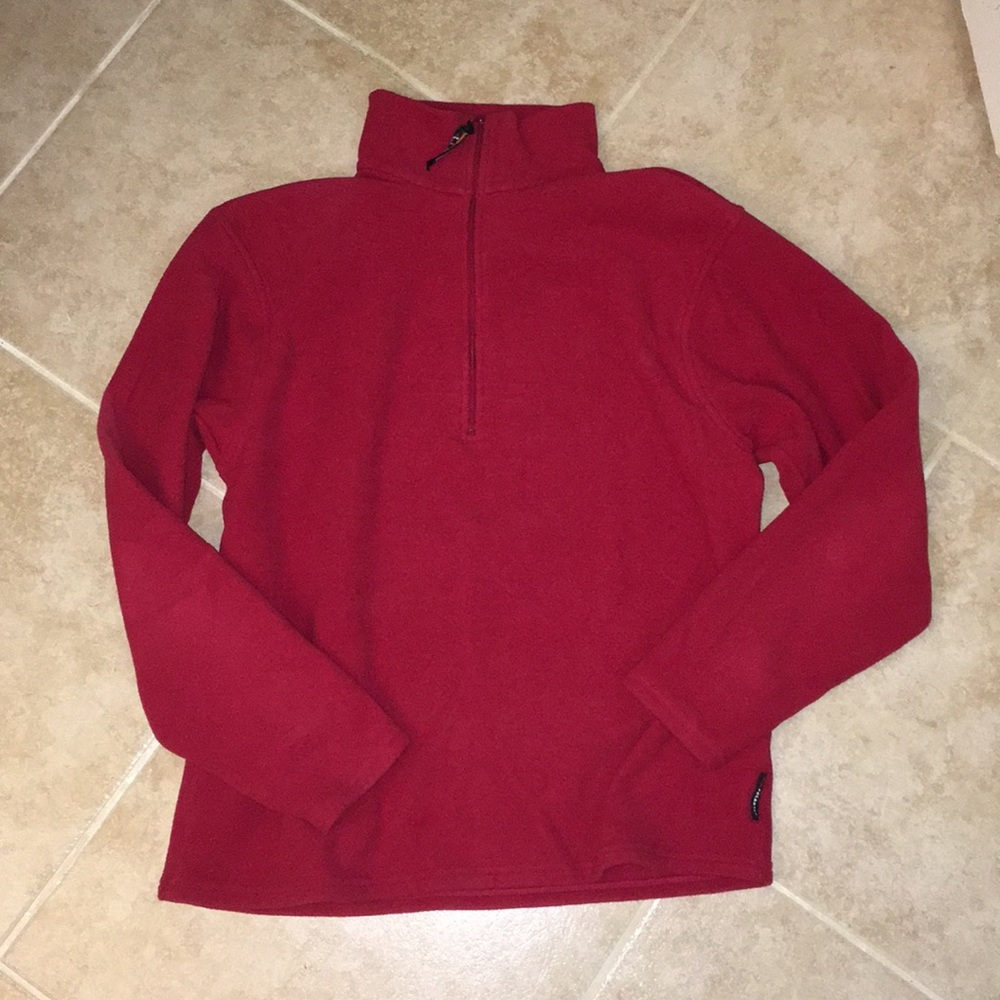 Red L.L. Bean quarter zip pull over.